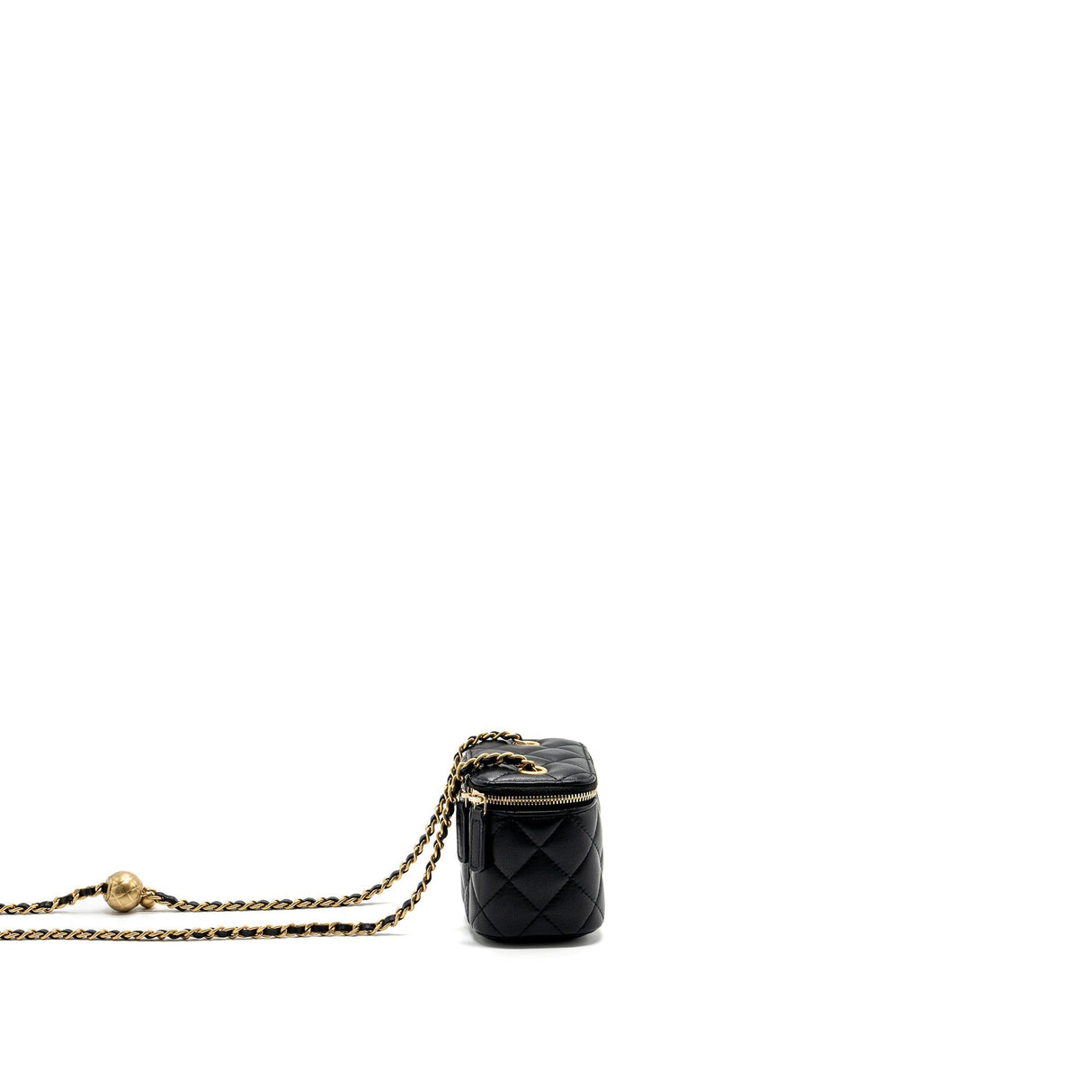 CHANEL PEARL CRUSH MINI VANITY WITH CHAIN LAMBSKIN BLACK WITH GHW