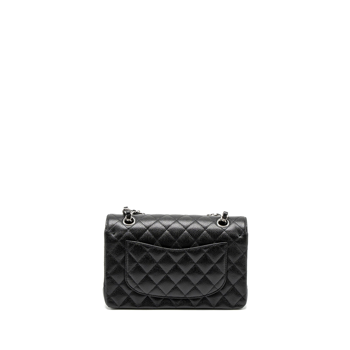 CHANEL SMALL CLASSIC DOUBLE FLAP BAG CAVIAR BLACK SHW (MICROCHIP)