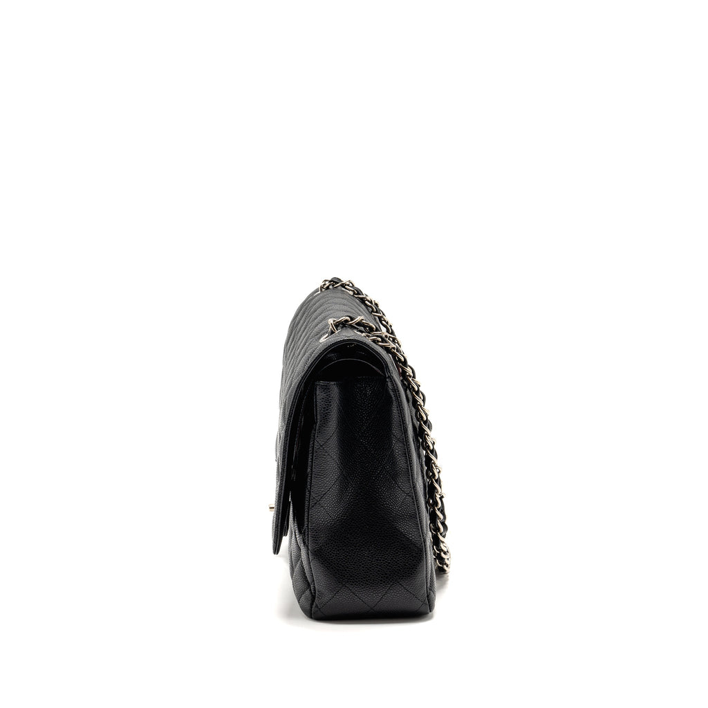 CHANEL MAXI CLASSIC DOUBLE FLAP BAG CAVIAR BLACK SHW