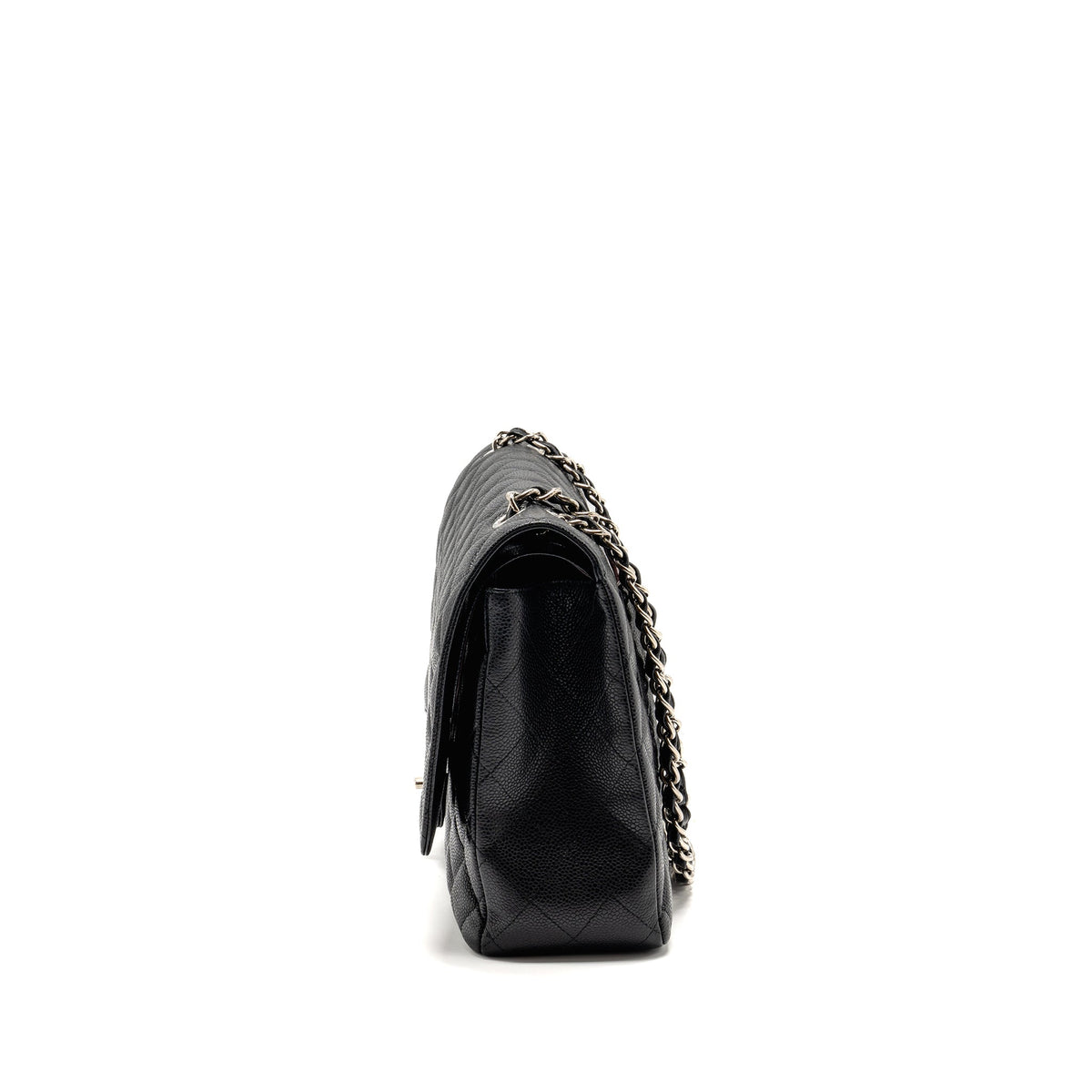 CHANEL MAXI CLASSIC DOUBLE FLAP BAG CAVIAR BLACK SHW