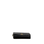 CHANEL PEARL CRUSH WALLET ON CHAIN LAMBSKIN BLACK GHW (MICROCHIP)