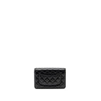 CHANEL PEARL CRUSH WALLET ON CHAIN LAMBSKIN BLACK GHW (MICROCHIP)