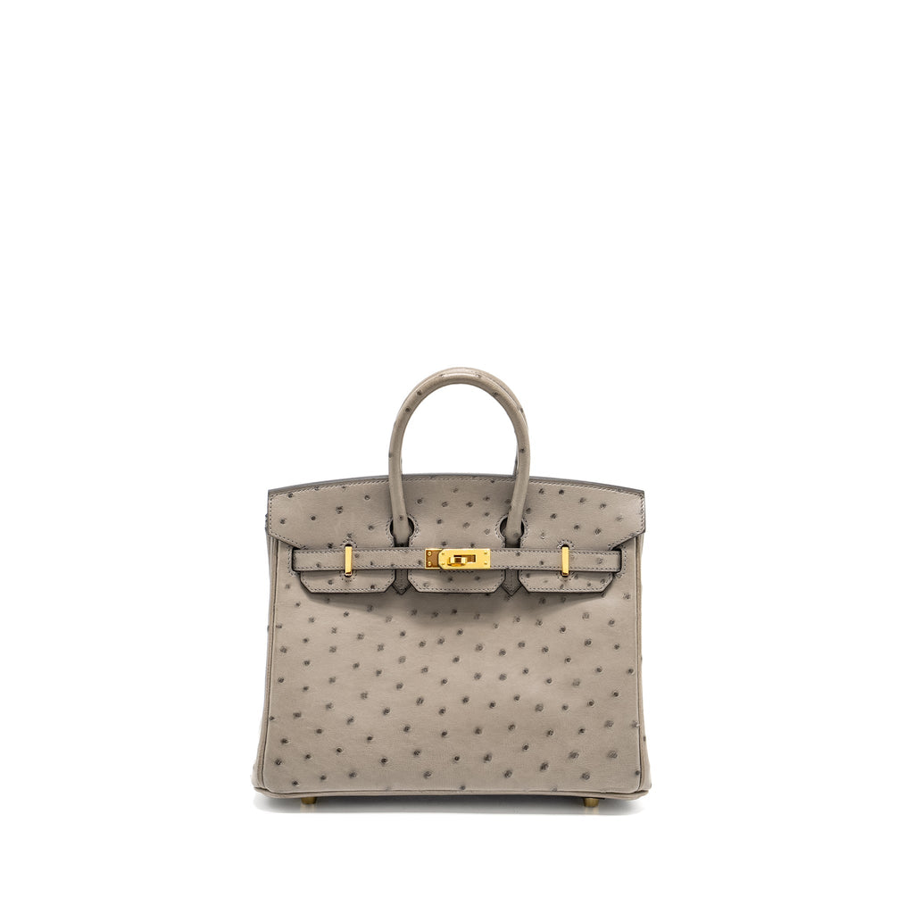 Hermes Birkin 25 Ostrich Gris Tourterelle GHW
