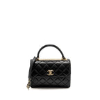 CHANEL TOP HANDLE TRENDY CC FLAP BAG LAMBSKIN BLACK LGHW