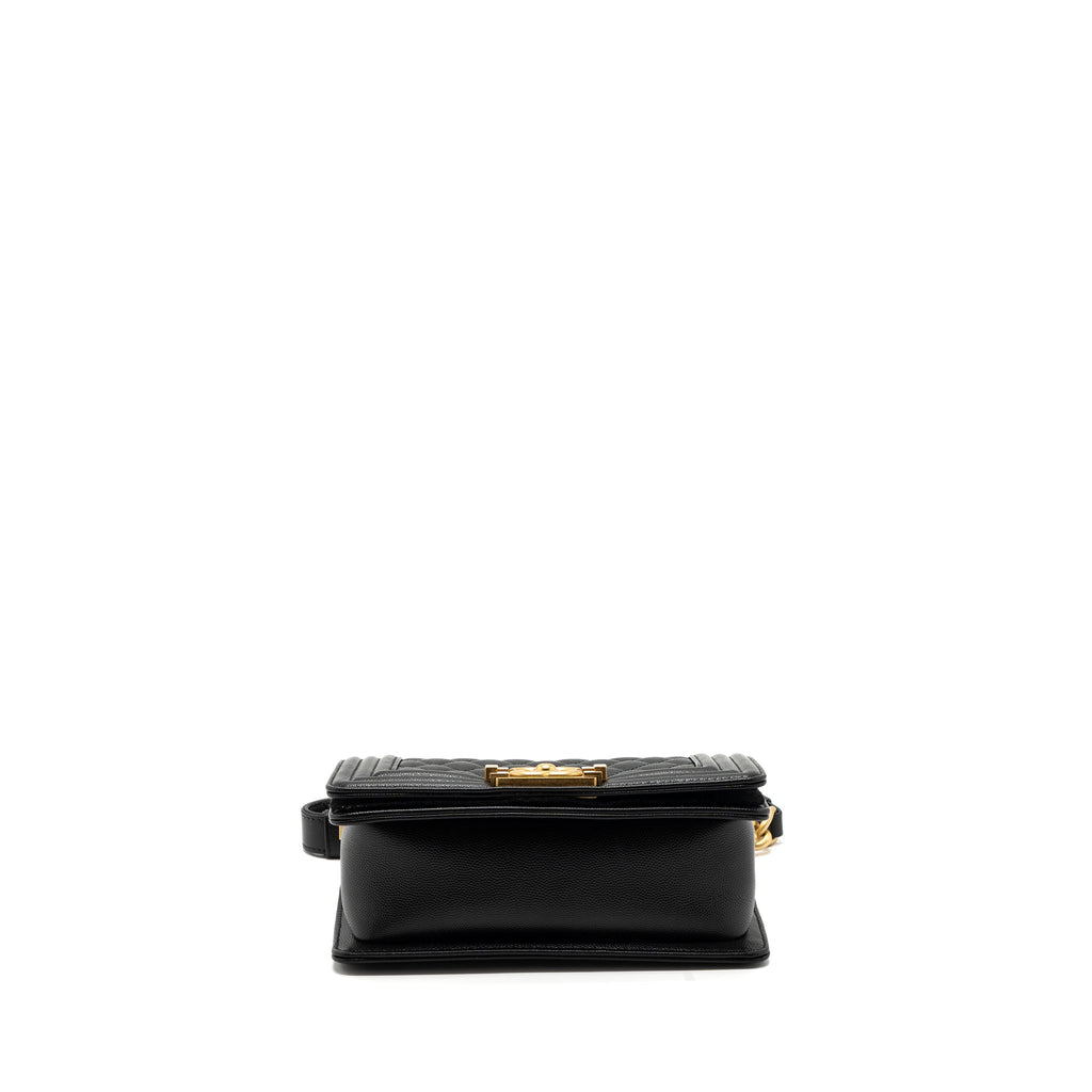 CHANEL SMALL BOY BAG CAVIAR BLACK GHW (MICROCHIP)