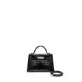 Hermes Mini Kelly II Shiny Alligator Mississippiensis Black SHW