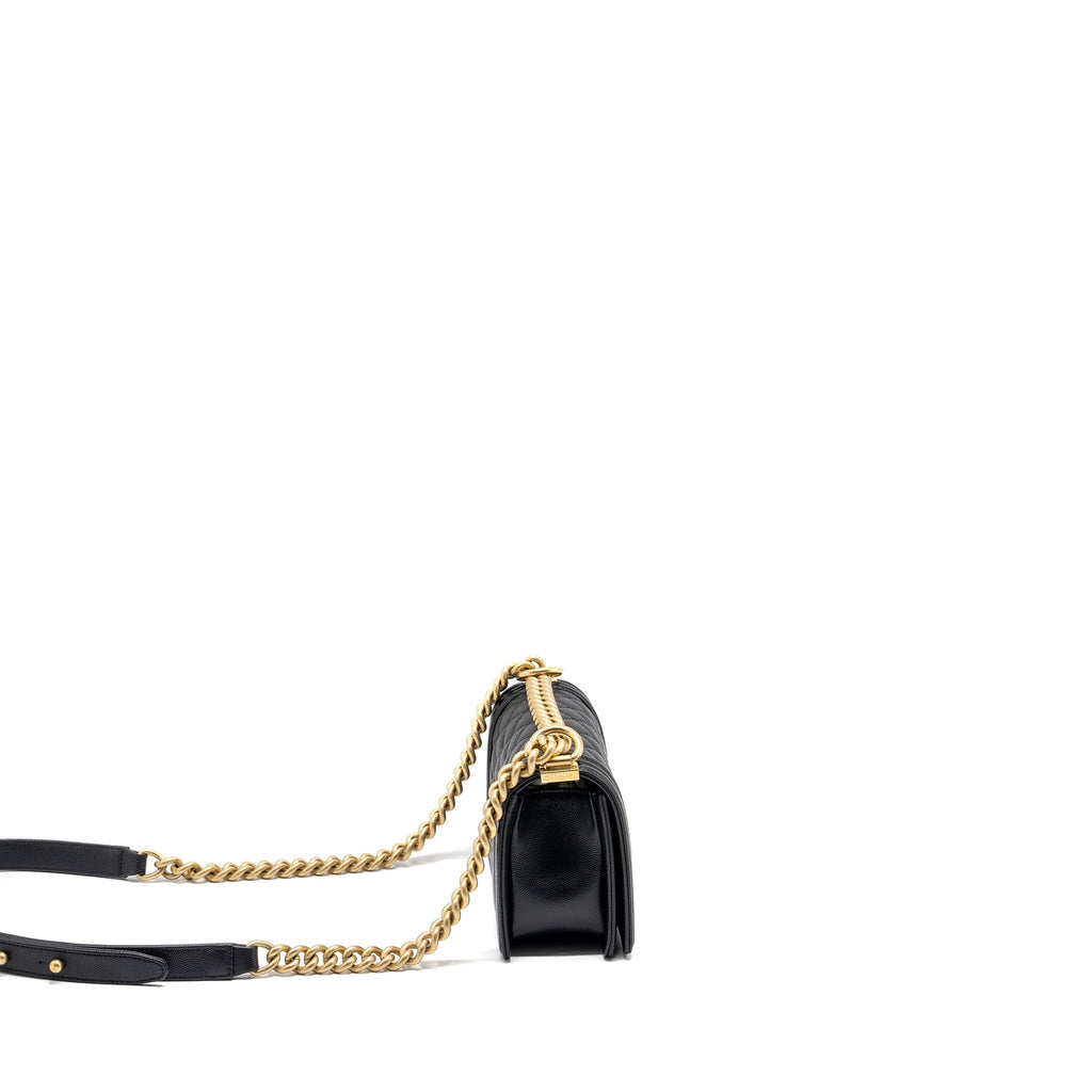 CHANEL SMALL BOY BAG CAVIAR BLACK GHW(MICROCHIP)