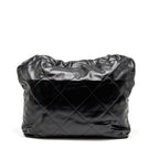 CHANEL MEDIUM 22 BAG GOLD LETTER SHINY CALFSKIN BLACK GHW (MICROCHIP)