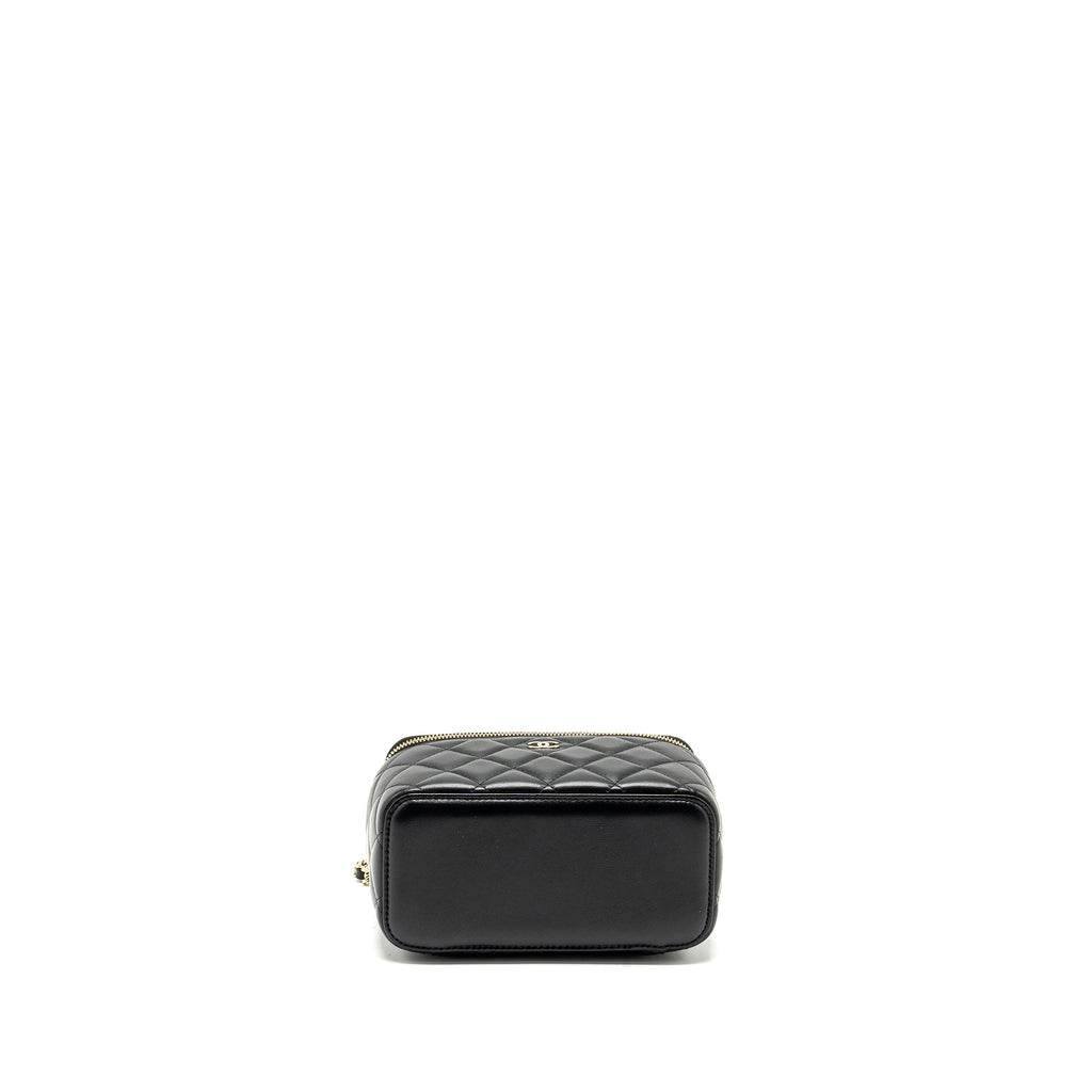 CHANEL LONG VANITY CASE LAMBSKIN BLACK LGHW