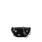 CHANEL PARIS HAMBURG CHARMS BELT BAG WOOL/LAMBSKIN NAVY/BLACK GHW