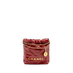 CHANEL MINI 22 BAG SHINY CALFSKIN RED GHW (MICROCHIP)