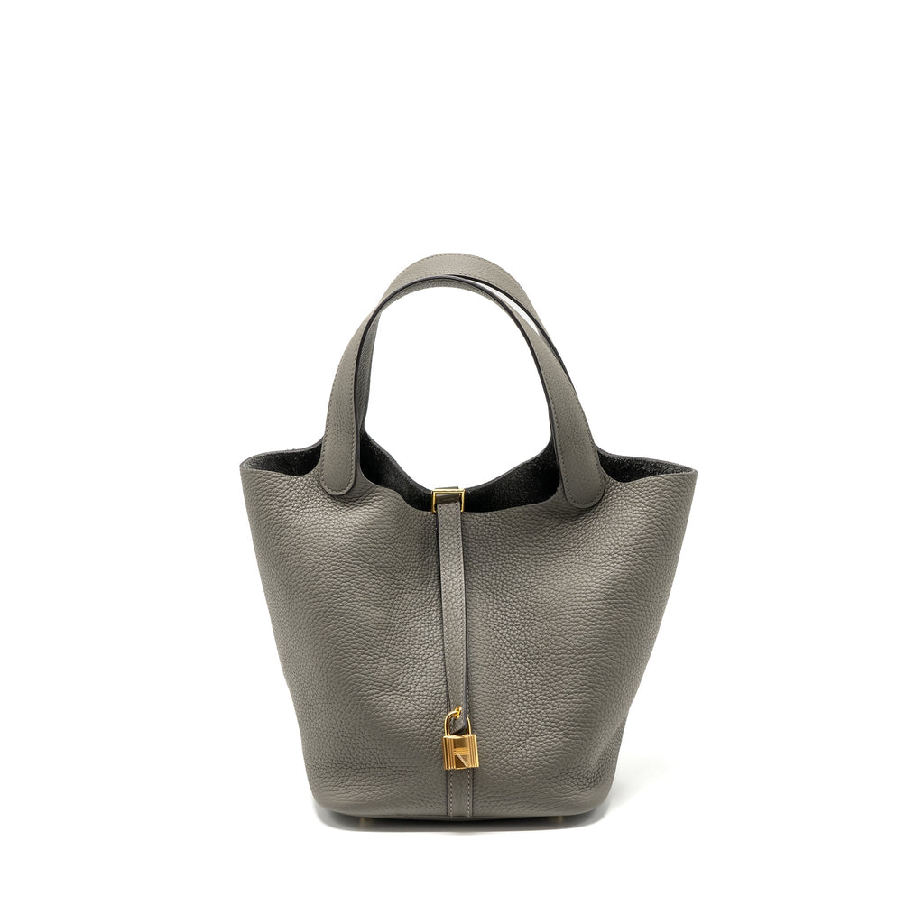 Hermes Picotin 22 Lock Bag Clemence Gris Meyer GHW
