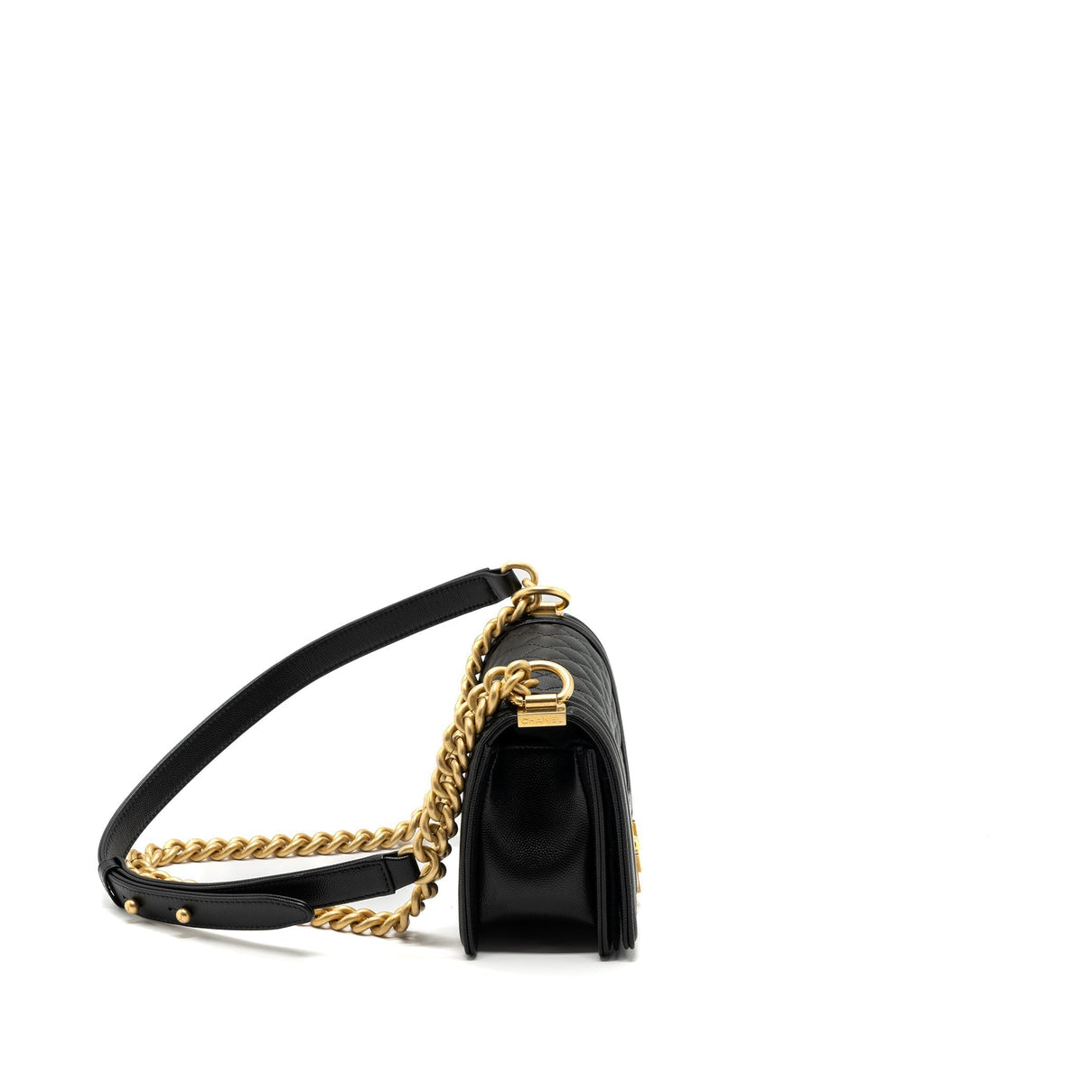 CHANEL SMALL BOY BAG CAVIAR BLACK GHW (MICROCHIP)
