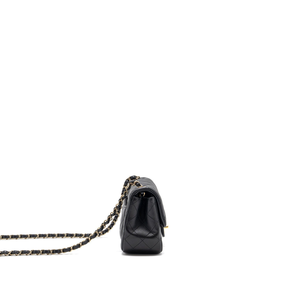 CHANEL MINI SQUARE FLAP BAG LAMBSKIN BLACK GHW