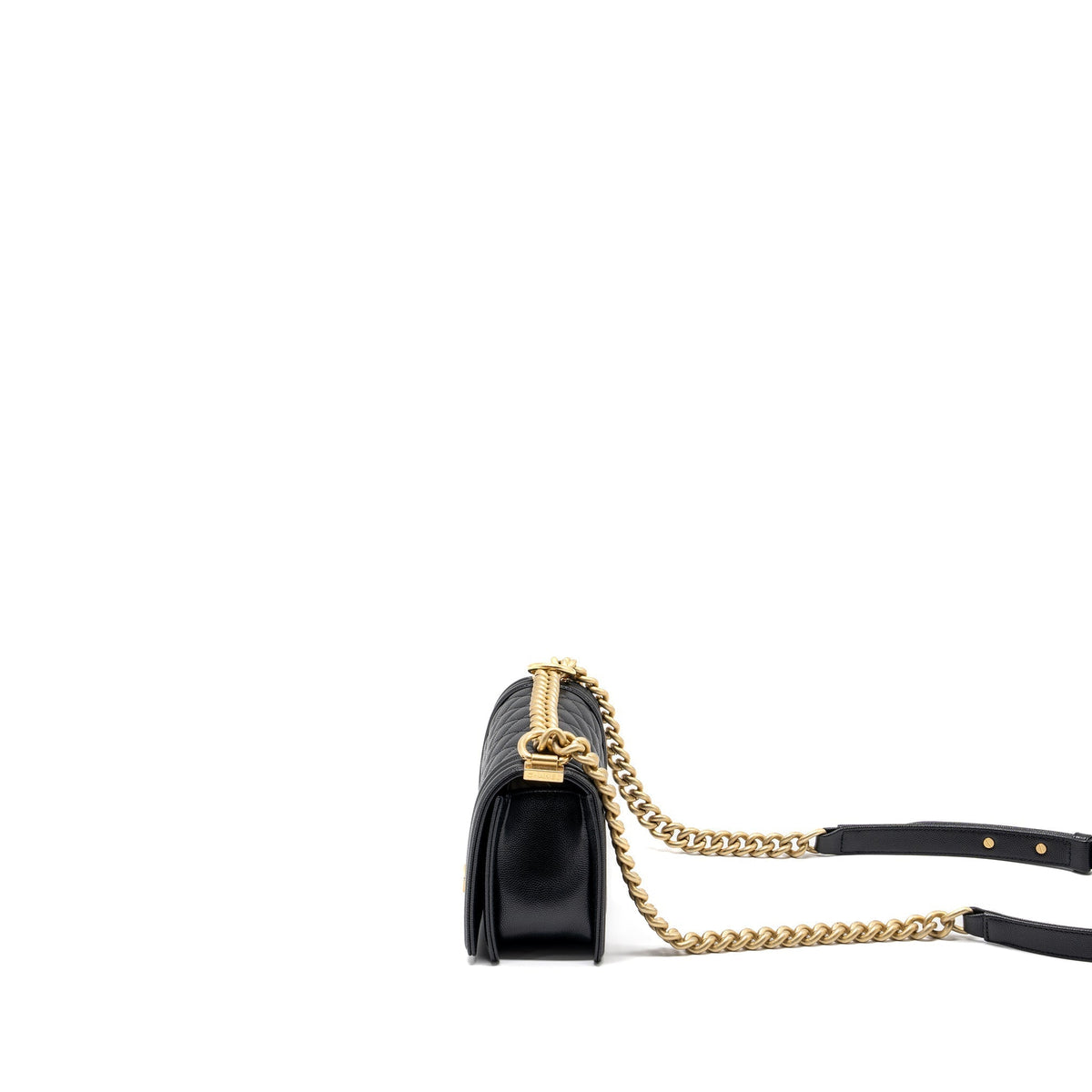 CHANEL SMALL BOY BAG CAVIAR BLACK GHW(MICROCHIP)