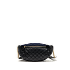 CHANEL PARIS HAMBURG CHARMS BELT BAG WOOL/LAMBSKIN NAVY/BLACK GHW