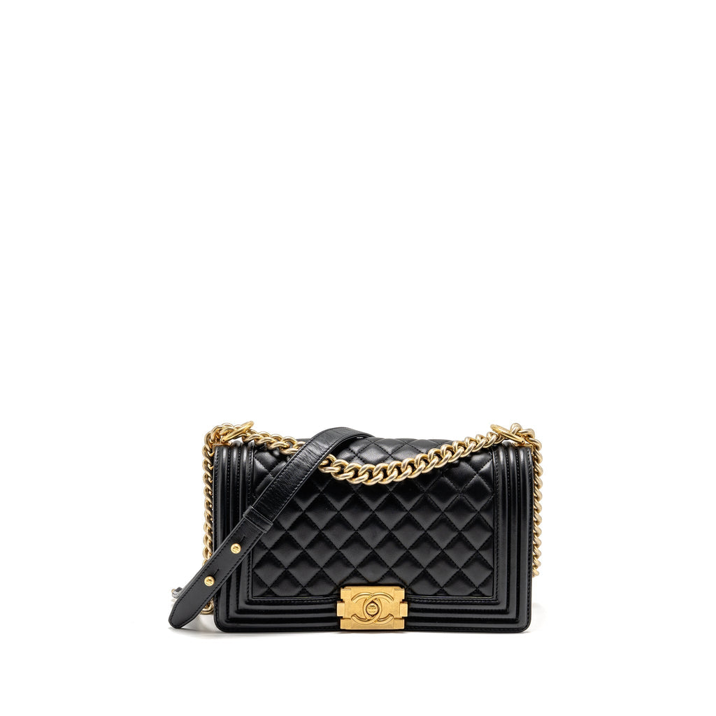 CHANEL MEDIUM BOY BAG LAMBSKIN BLACK GHW