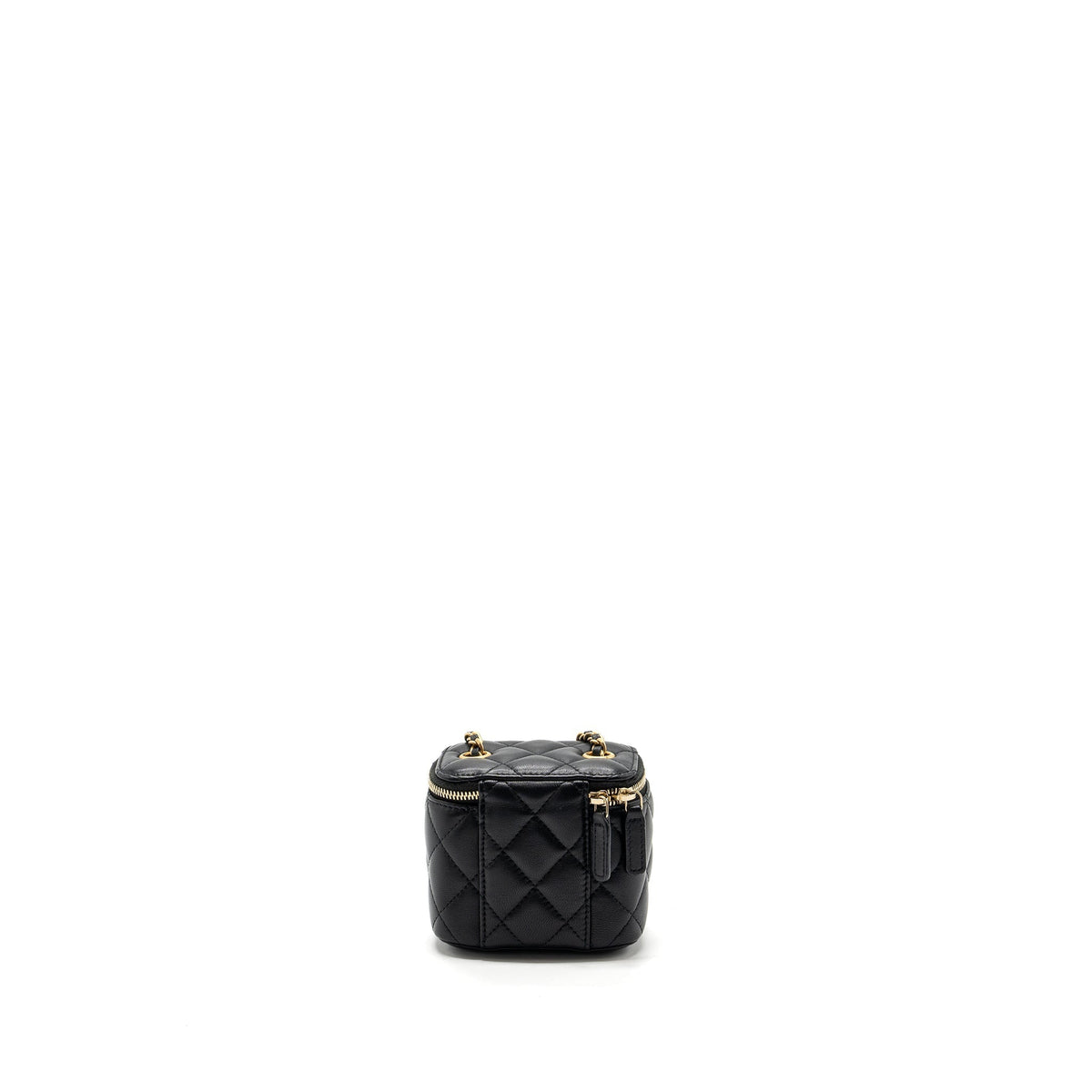 CHANEL PEARL CRUSH MINI VANITY WITH CHAIN LAMBSKIN BLACK WITH GHW