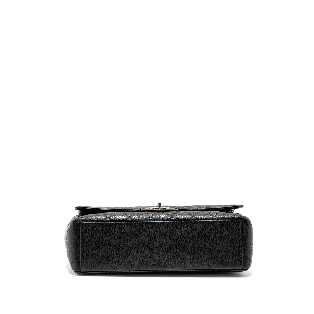 CHANEL MAXI CLASSIC DOUBLE FLAP BAG CAVIAR BLACK SHW