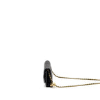 CHANEL PEARL CRUSH WALLET ON CHAIN LAMBSKIN BLACK GHW (MICROCHIP)