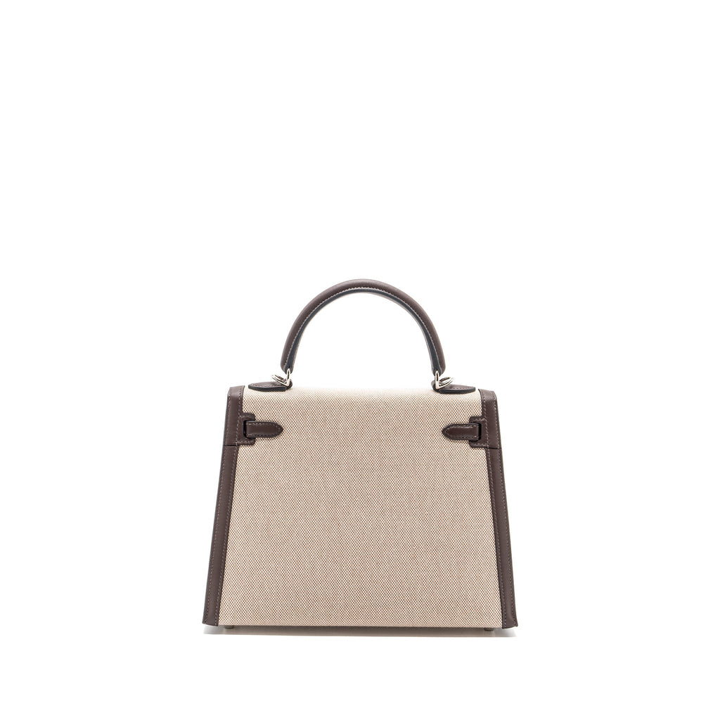 Hermes Kelly 25 Canvas/Swift Moka SHW