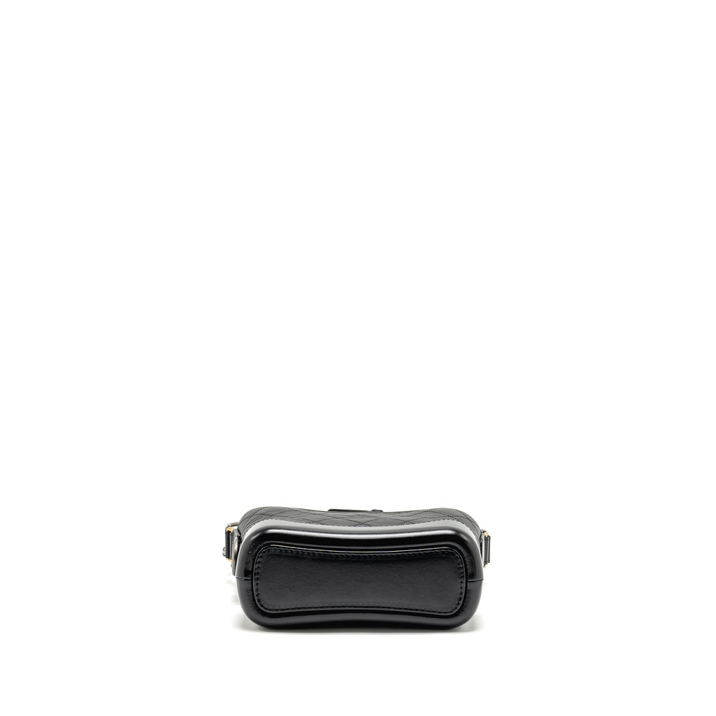 CHANEL SMALL GABRIELLE HOBO BAG AGED CALFSKIN BLACK MULTICOLOUR HARDWARE (MICROCHIP)