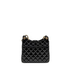 CHANEL HOBO BAG SHINY CALFSKIN BLACK BRUSHED GHW