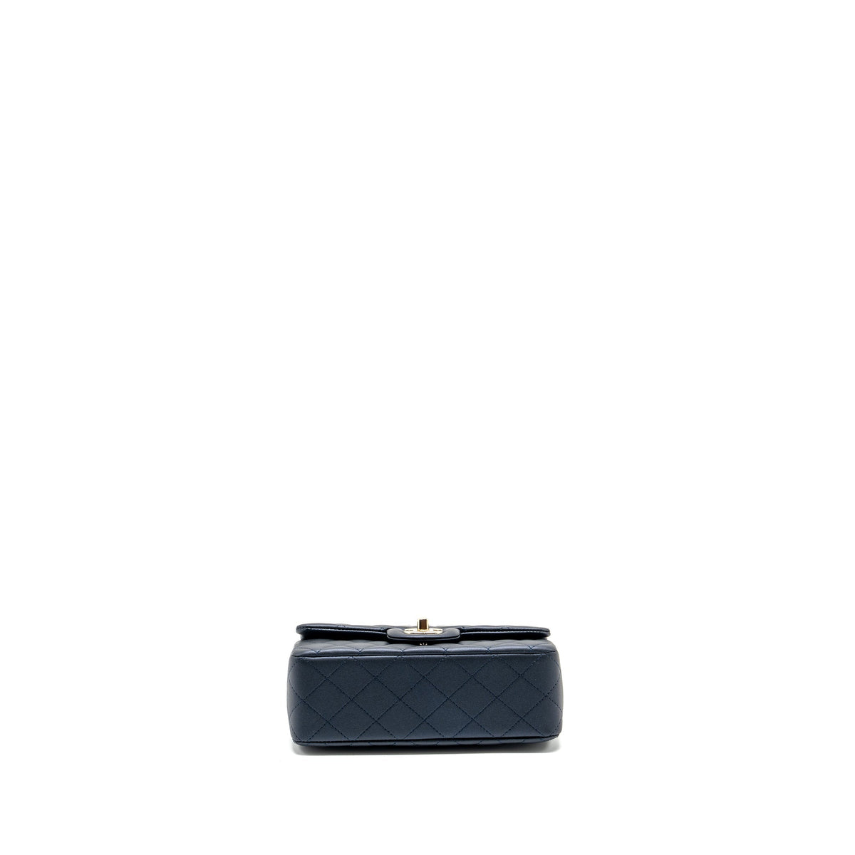 CHANEL TOP HANDLE MINI RECTANGULAR FLAP BAG LAMBSKIN NAVY LGHW (MICROCHIP)
