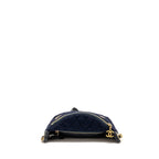 CHANEL PARIS HAMBURG CHARMS BELT BAG WOOL/LAMBSKIN NAVY/BLACK GHW