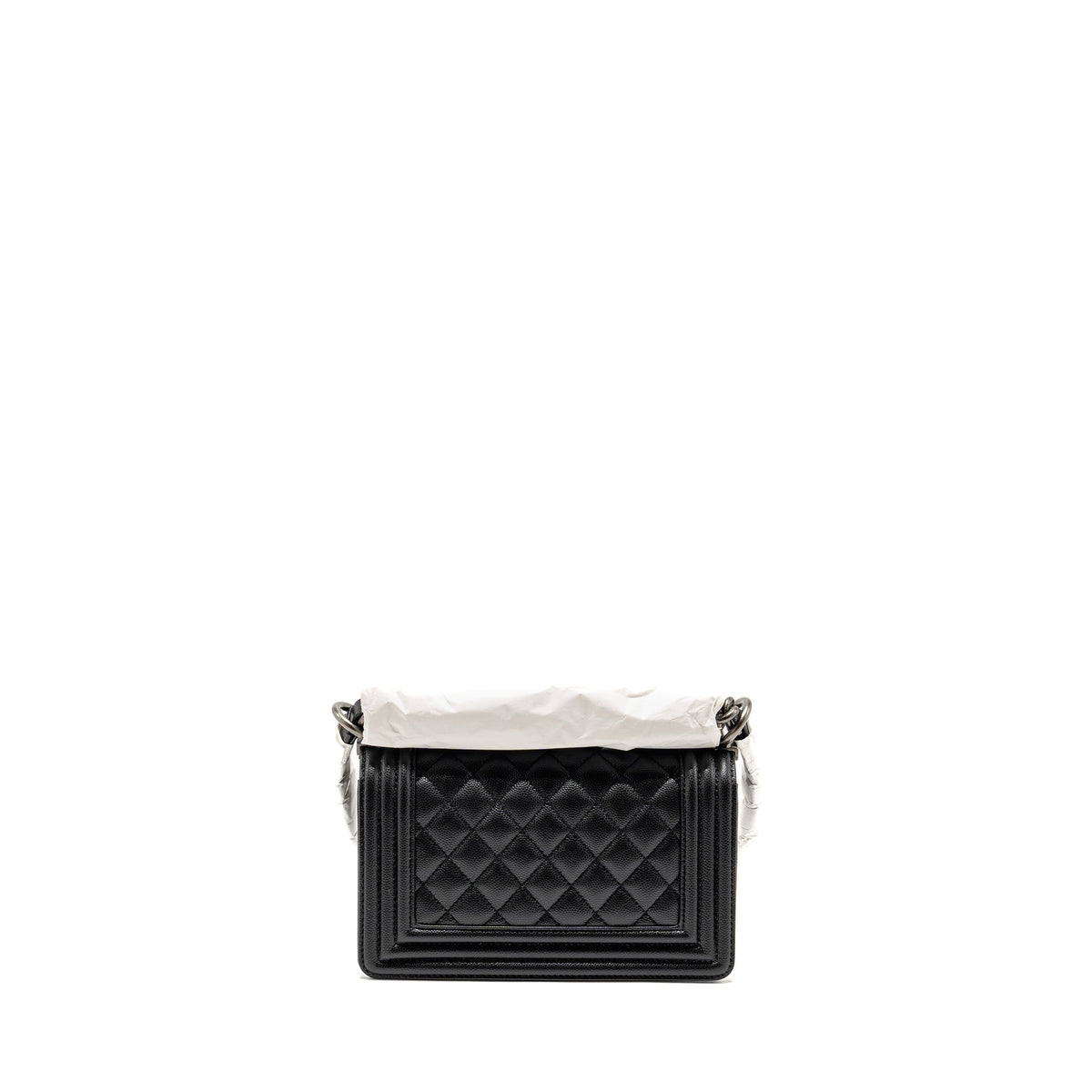 CHANEL SMALL BOY BAG CAVIAR BLACK RUTHENIUM SHW (MICROCHIP)