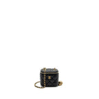 CHANEL PEARL CRUSH MINI VANITY WITH CHAIN LAMBSKIN BLACK WITH GHW