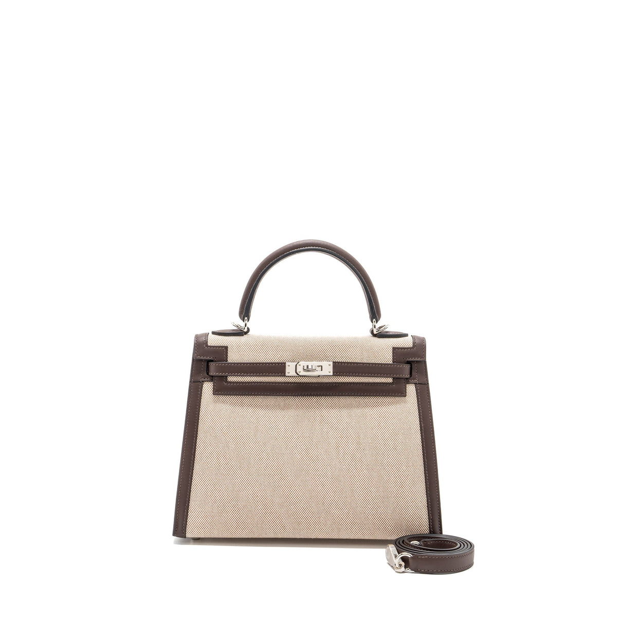 Hermes Kelly 25 Canvas/Swift Moka SHW