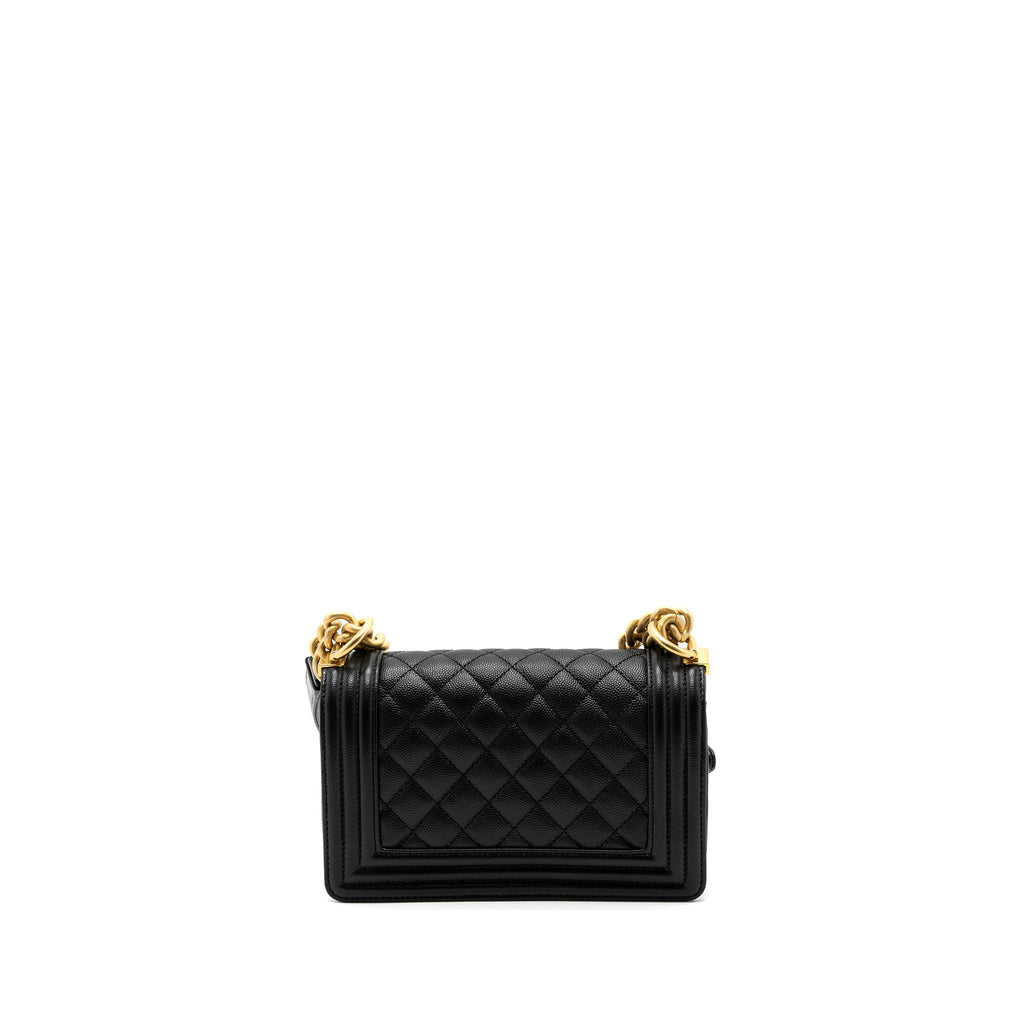 CHANEL SMALL BOY BAG CAVIAR BLACK GHW (MICROCHIP)