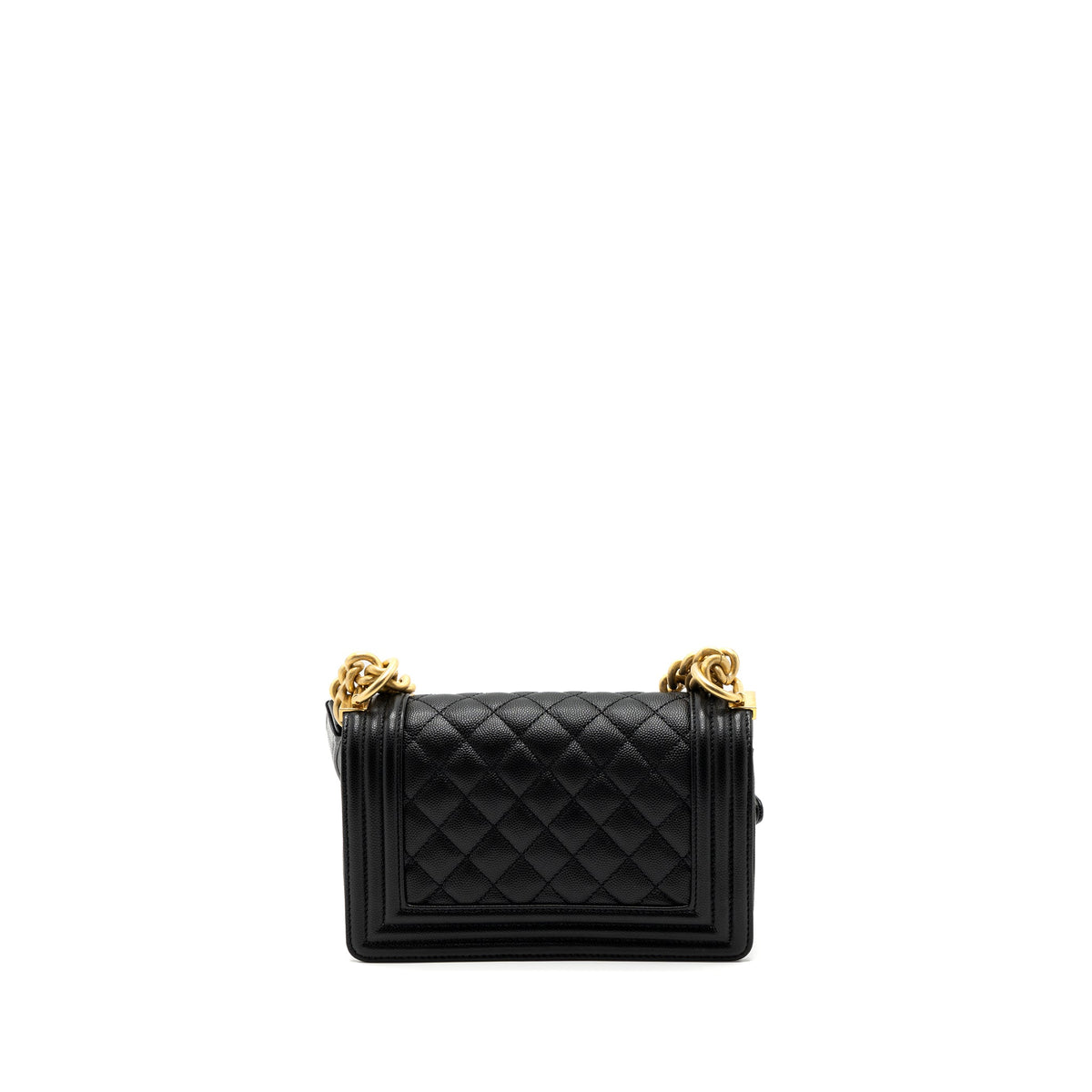 CHANEL SMALL BOY BAG CAVIAR BLACK GHW (MICROCHIP)