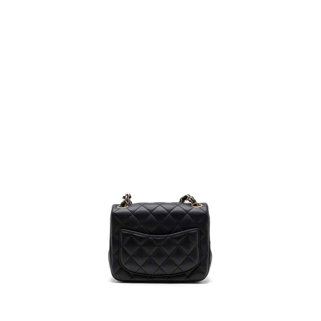 CHANEL MINI SQUARE FLAP BAG LAMBSKIN BLACK GHW