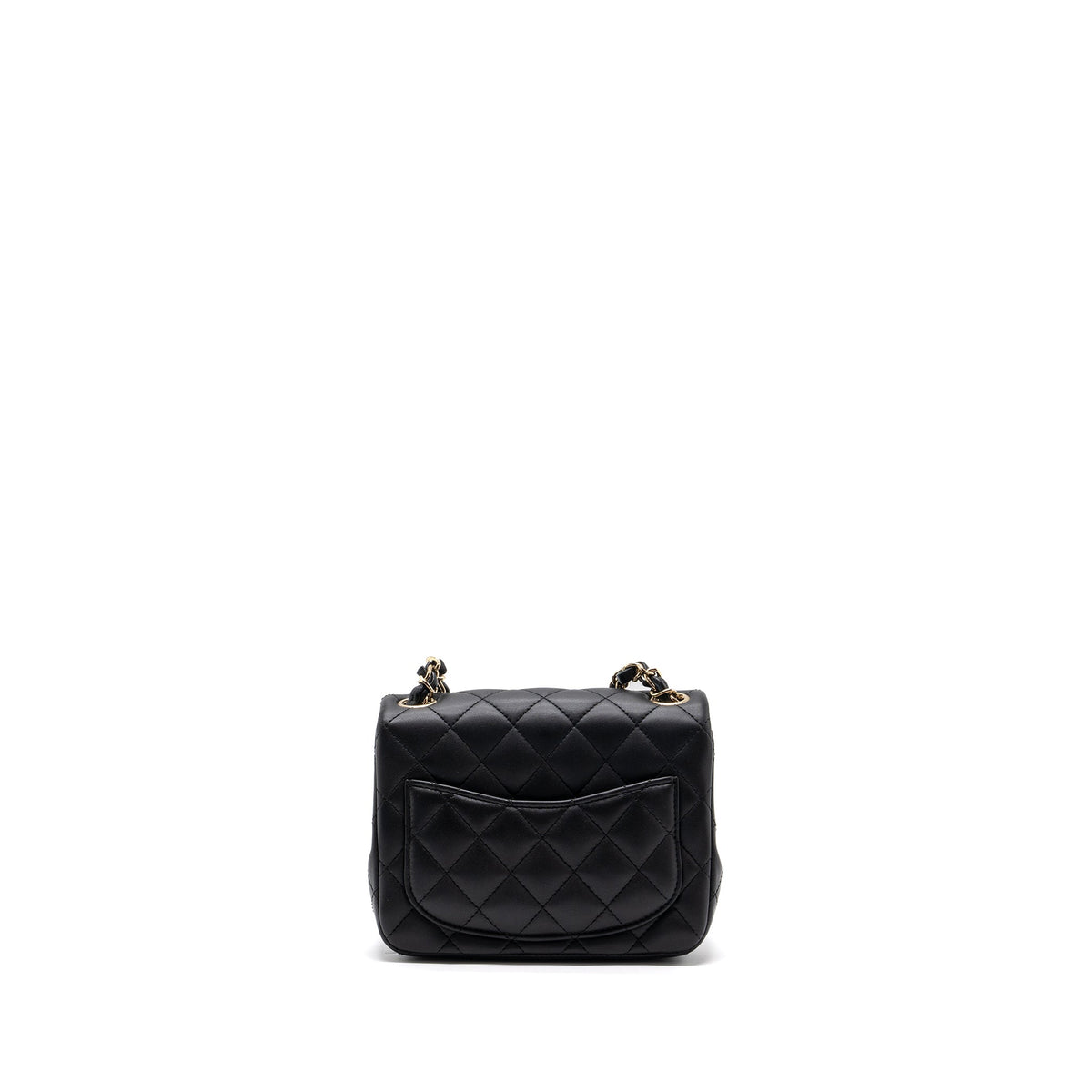 CHANEL MINI SQUARE FLAP BAG LAMBSKIN BLACK GHW