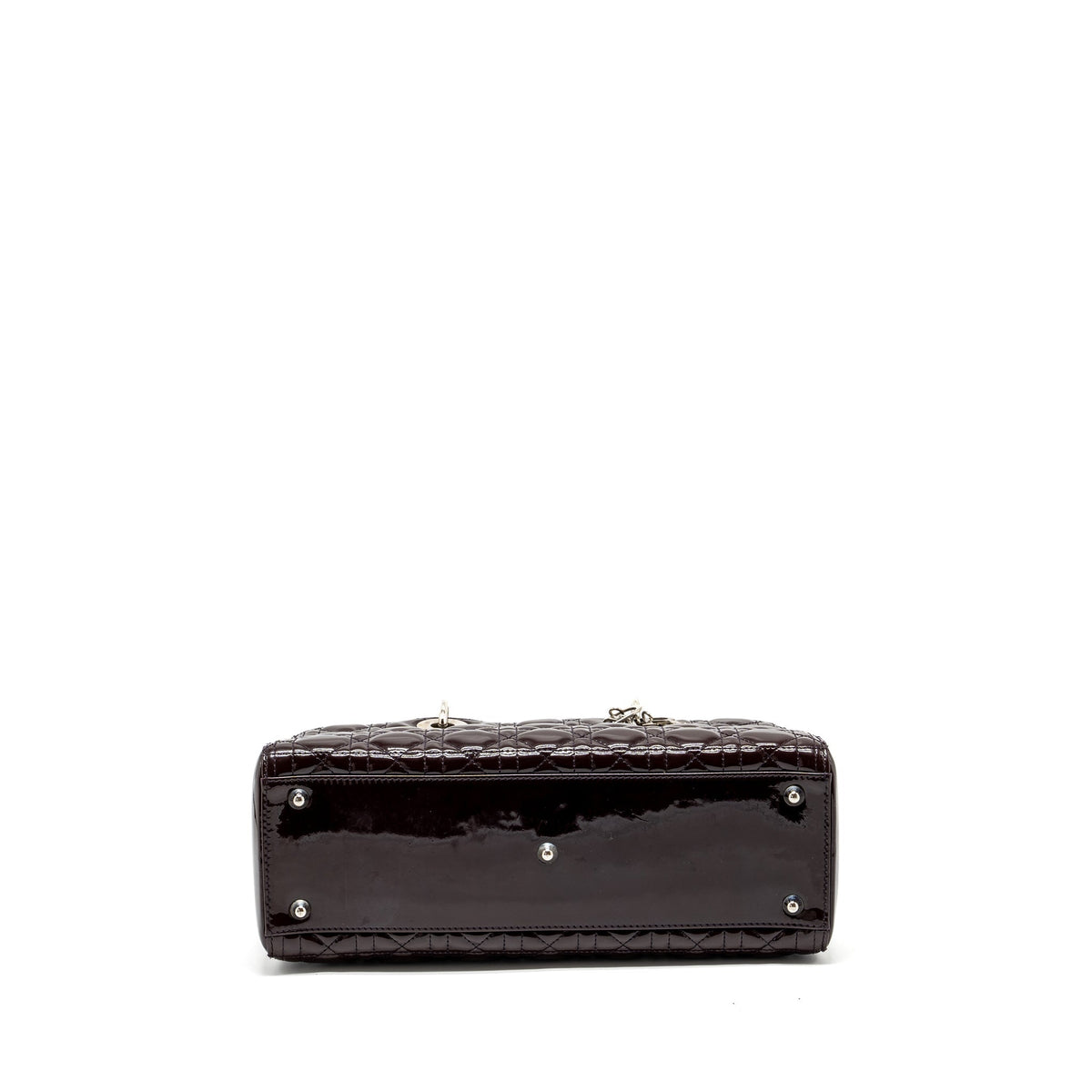 DIOR LARGE LADY DIOR PATENT BURGUNDY SHW