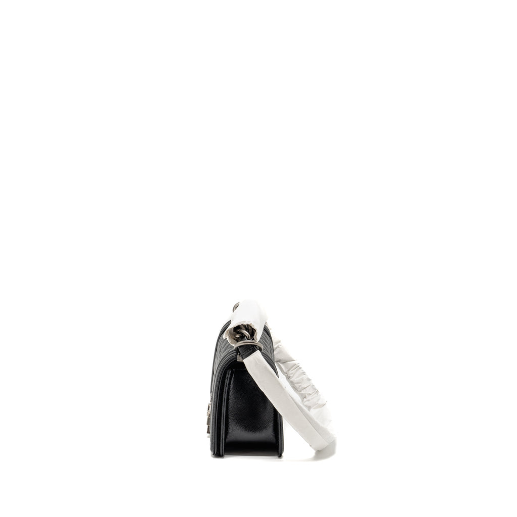 CHANEL SMALL BOY BAG CAVIAR BLACK RUTHENIUM SHW (MICROCHIP)