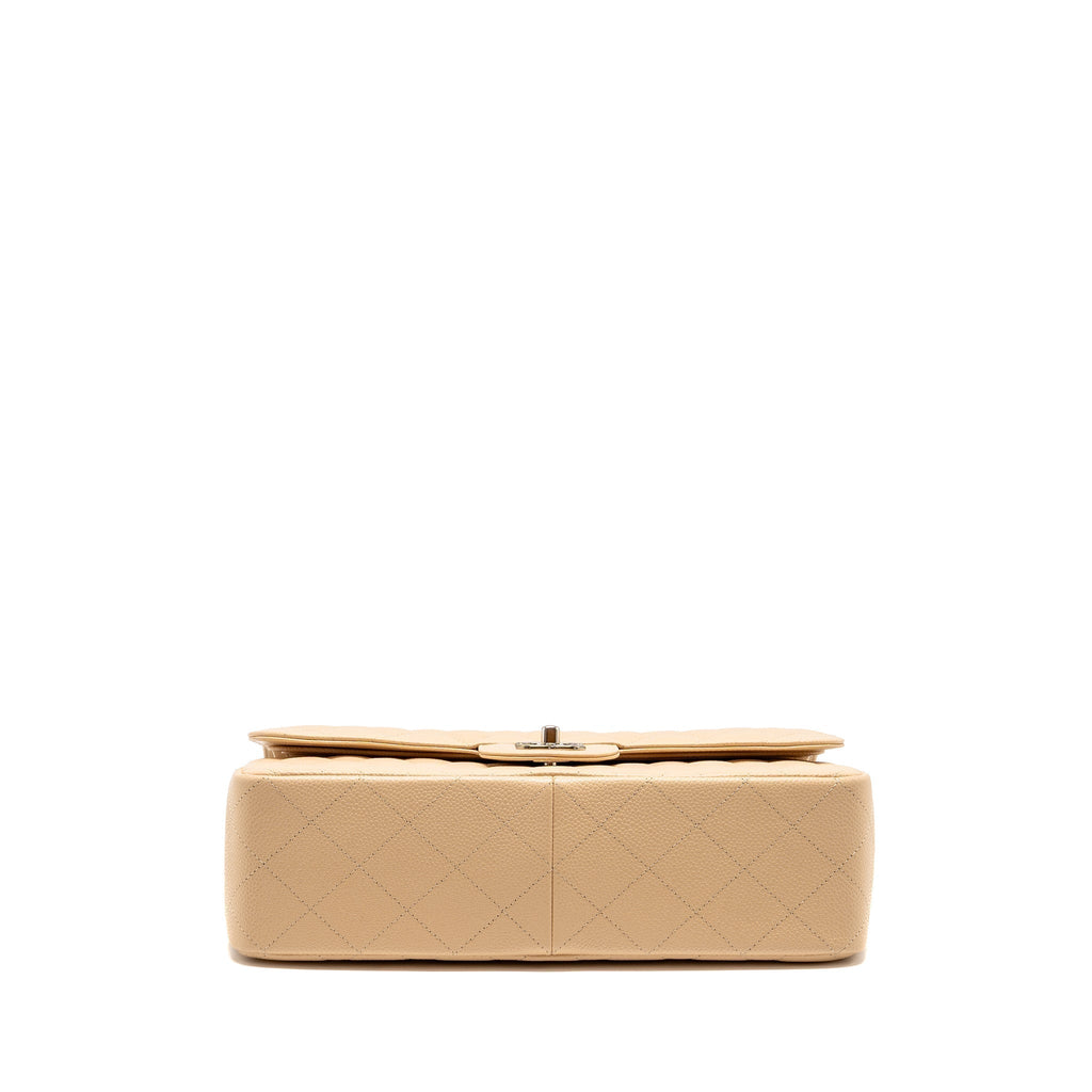 CHANEL JUMBO CLASSIC DOUBLE FLAP BAG CAVIAR BEIGE SHW