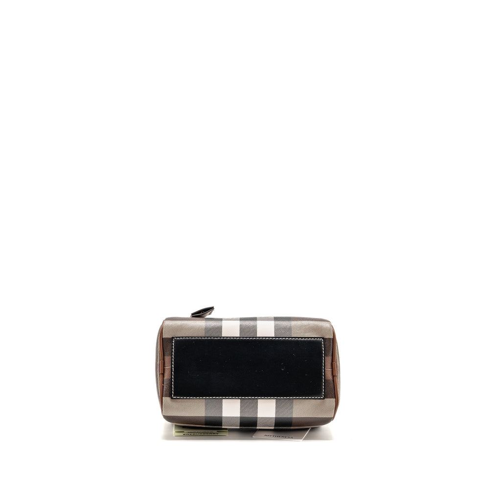 Burberry Mini Check Bowling Bag leather/canvas dark birch brown GHW