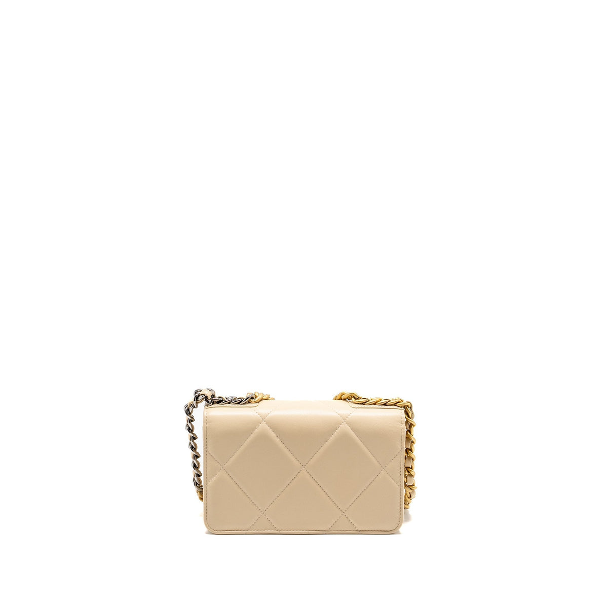 CHANEL 19 WALLET ON CHAIN LAMBSKIN LIGHT BEIGE MULTICOLOUR HARDWARE