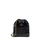 CHANEL SMALL GABRIELLE BACKPACK AGED CALFSKIN BLACK MULTICOLOUR COLOUR HARDWARE (MICROCHIP)