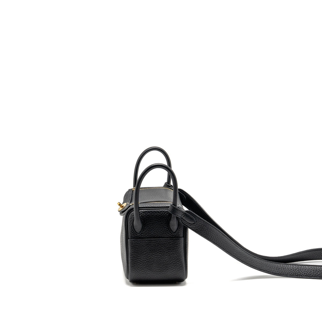 Hermes Mini Lindy Clemence Black GHW