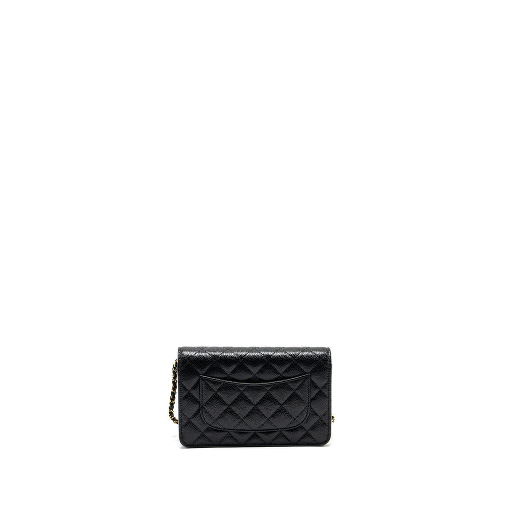 CHANEL CLASSIC WALLET ON CHAIN CAVIAR BLACK GHW (MICROCHIP)