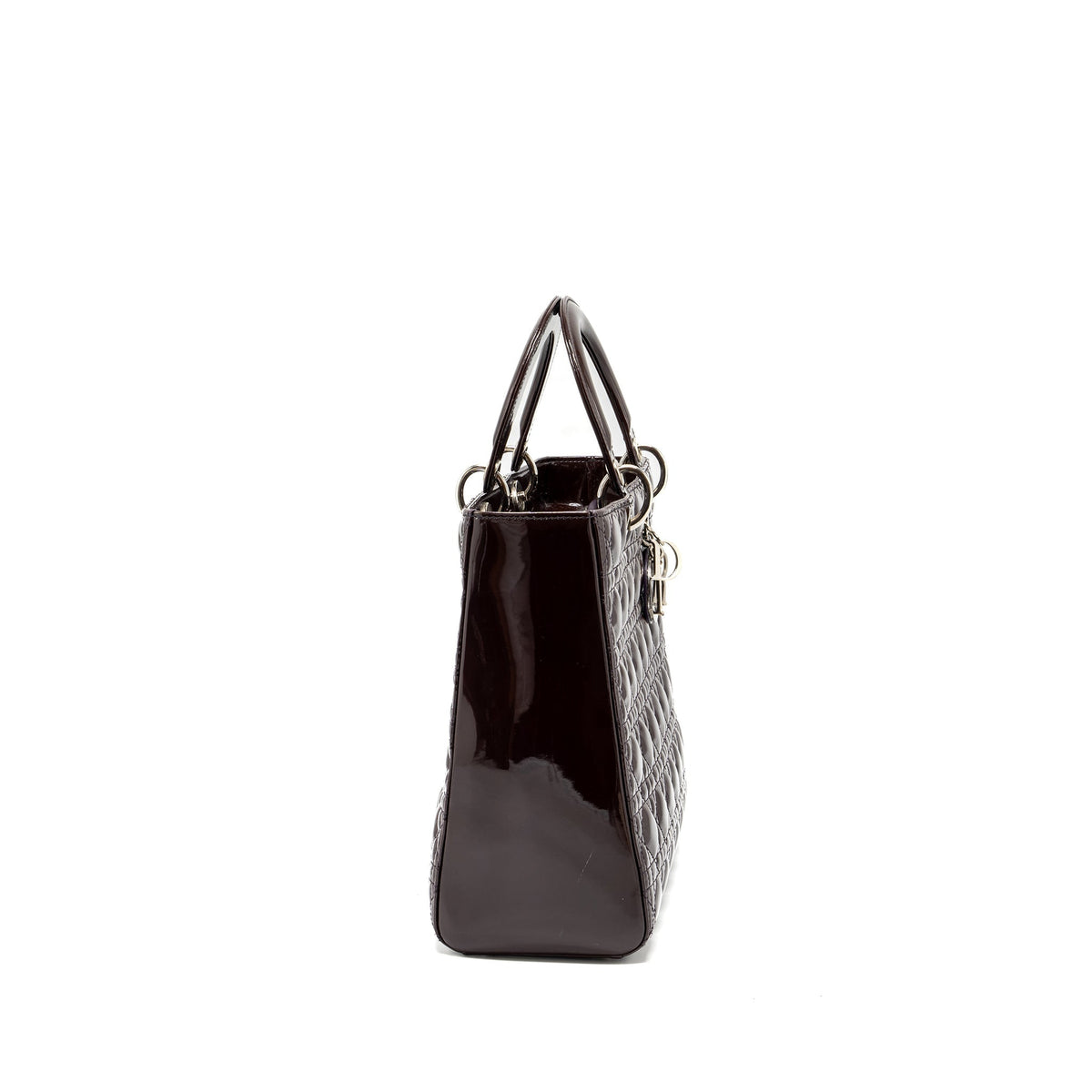 DIOR LARGE LADY DIOR PATENT BURGUNDY SHW