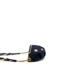 CHANEL PARIS HAMBURG CHARMS BELT BAG WOOL/LAMBSKIN NAVY/BLACK GHW
