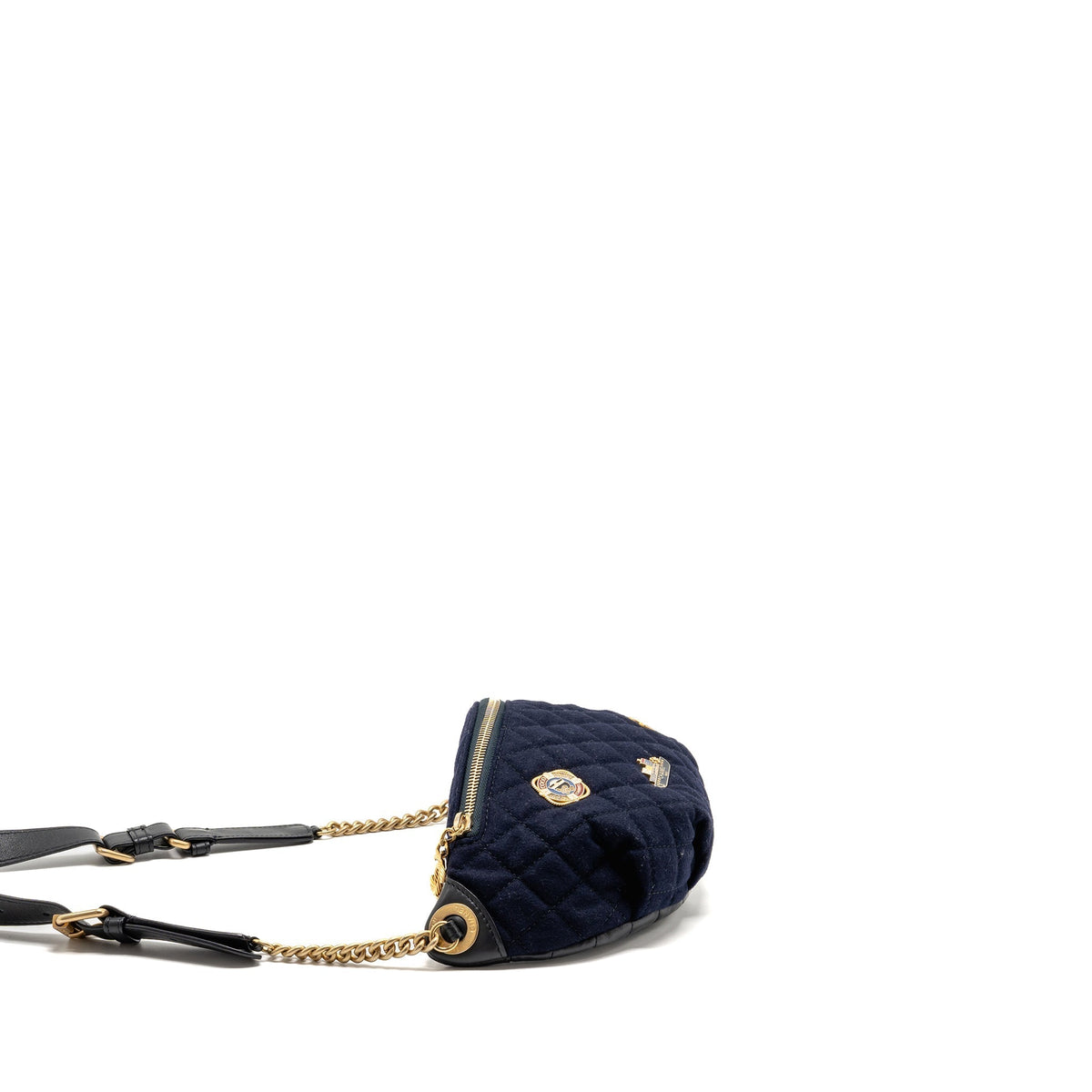 CHANEL PARIS HAMBURG CHARMS BELT BAG WOOL/LAMBSKIN NAVY/BLACK GHW