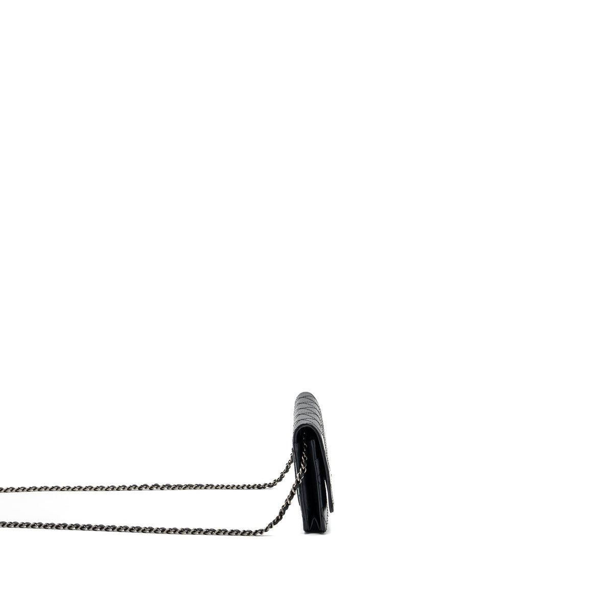 CHANEL 2.55 WALLET ON CHAIN AGED CALFSKIN BLACK RUTHENIUM SHW