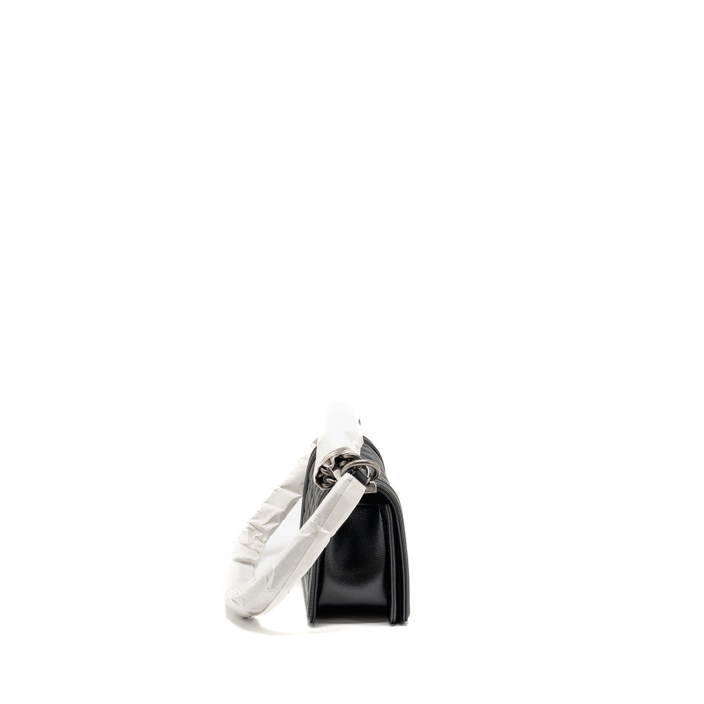 CHANEL SMALL BOY BAG CAVIAR BLACK RUTHENIUM SHW (MICROCHIP)
