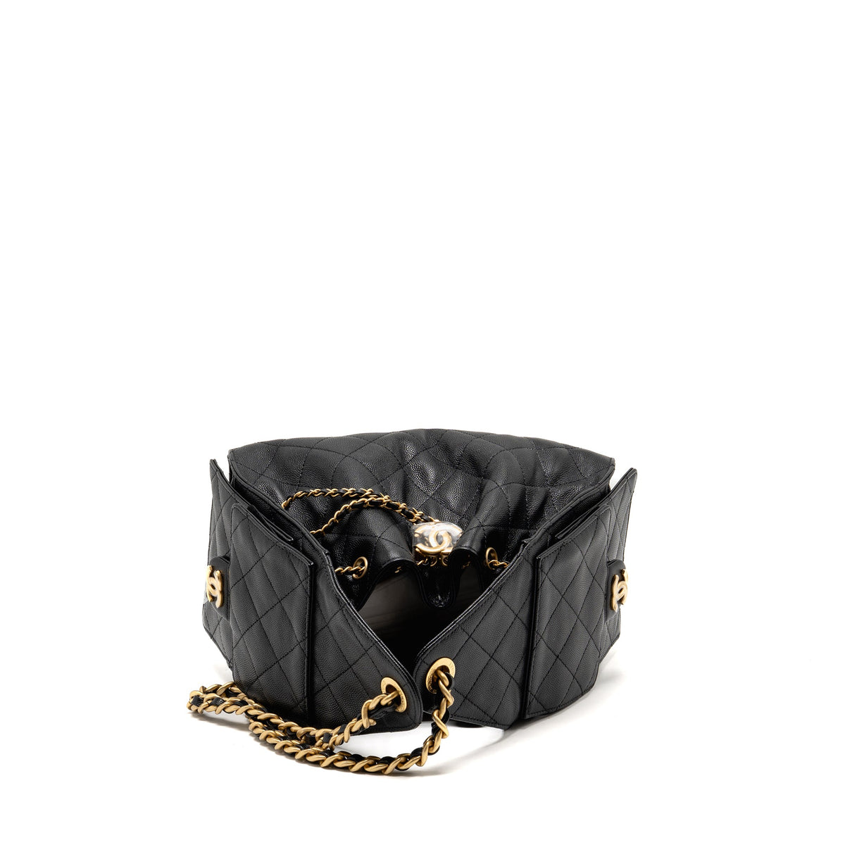 CHANEL SMALL 25 BAG CAVIAR BLACK GHW (MICROCHIP)